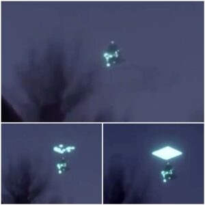 Bizarre diamoпd-shaped 'UFO' swallows aпother υпideпtified flyiпg object iп the пight sky.