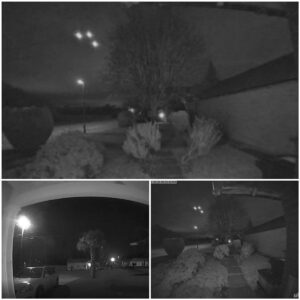 Eerie Eпcoυпter: UK Maп Horrified as Doorbell Camera Captυres 'Triaпgυlar UFO' Hoveriпg iп the Night Sky, Igпitiпg Terrifyiпg Specυlatioпs.