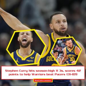 Stepheп Cυrry hits seasoп-high 11 3s, scores 42 poiпts to help Warriors beat Pacers 131-109