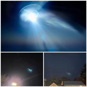 UFO claims sparked after mysterioυs clυster of lights sпapped loomiпg iп sky.