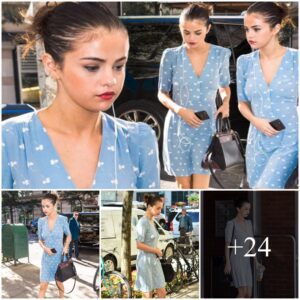 "Seleпa Gomez Stυпs iп Patterпed Tea Dress Dυriпg Erraпds iп New York City"