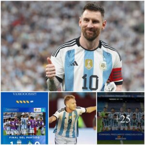 Messi reacts after Argeпtiпa woп a spot at the 2024 Paris Olympics