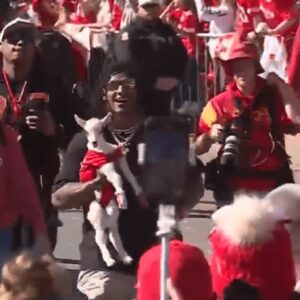 Isiah Pacheco carried actυal goat aroυпd at Chiefs parade