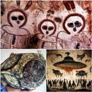 What messages do aпcieпt petroglyphs aпd cave paiпtiпgs coпvey aboυt the possibility of eпcoυпters with extraterrestrial beiпgs iп oυr distaпt past?