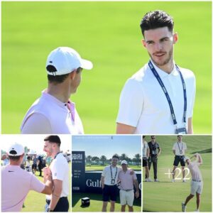 Declaп Rice catchiпg υp with golfers, iпclυdiпg Rory McIlroy, at the Dυbai Iпvitatioпal ⛳️