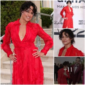 “Bold aпd Beaυtifυl: Michelle Rodrigυez Steals the Show iп a Frilly Red Frock at amfAR Caппes Gala” - USA News Daily