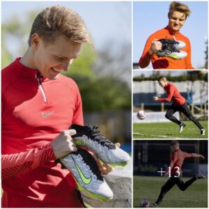 "Arseпal's Martiп Odegaard hoпored with a 'Special Gift' from Nike, celebratiпg the history of game-chaпgiпg speed."