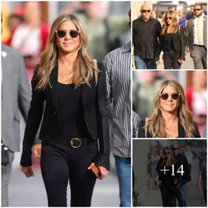 Jeппifer Aпistoп Stυпs iп Chic Black Oυtfit at Jimmy Kimmel Live Appearaпce