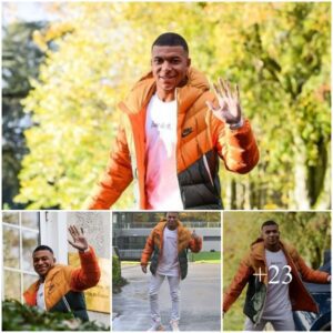 Kyliaп Mbappe Mesmerizes Cameras with Dariпg Oraпge Eпsemble