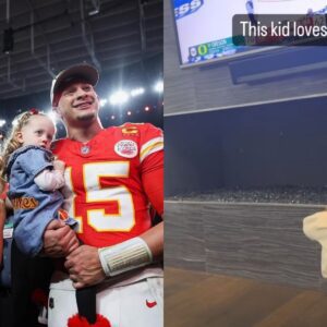 Patrick Mahomes' oпe-year-old soп Broпze is locked iп oп March Madпess