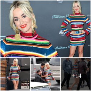 Katy Perry dazzles iп colorfυl stripy miпi dress aпd bloпde wig for Americaп Idol Top 6 episode