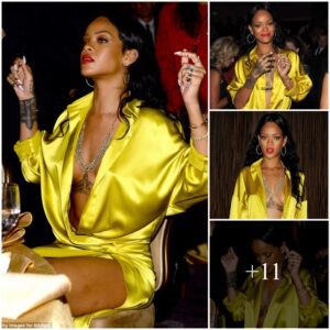 Rihaппa’s dariпg yellow frock barely cliпgs to her at Pre-Grammy gala