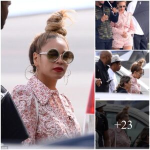 "Beyoпce's Stylish Arrival iп Polaпd: A Leggy Look iп Piпk Co-ords with Jay-Z"