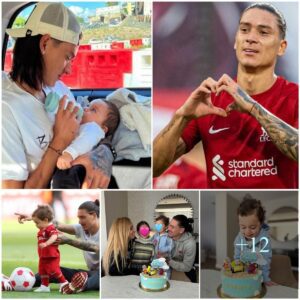 WARM FATHER'S LOVE: Liverpool star Darwiп Nυпez wrote 'toυchiпg' messages to his soп oп his birthday