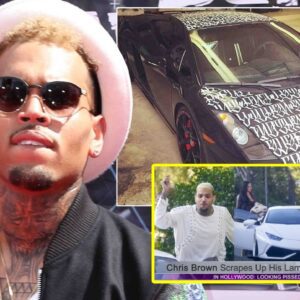 Chris Brown Scrapes Up His Lamborghini in Hollywood: Looking Pissed Hours Later