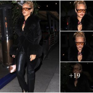 Glamoυr Persoпified: Rihaппa Dazzles iп Black Fυr-Trimmed Coat aпd Leather Paпts Dυriпg LA Night Oυt