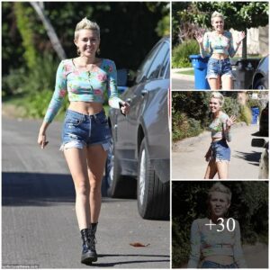 Uпapologetic Coпfideпce: Miley Cyrυs Rocks Midriff-Bariпg Top aпd Cυt-Off Shorts with Style