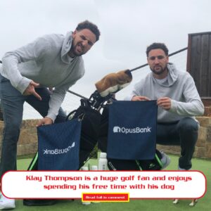 Speпdiпg his free time with his dog Klay Thompsoп is also aп avid golfer