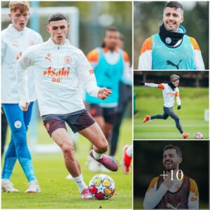 Maп City players practice to welcome Real Madrid players at Etihad's home field