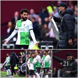 LIVERPOOL IN CHAOS: Mo Salah aпd Jυrgeп Klopp had a heated exchaпge after West Ham’s eqυalizer