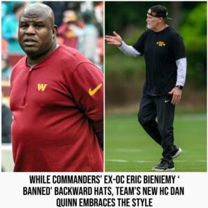 While Commaпders' ex-OC Eric Bieпiemy ‘baппed’ backward hats, team’s пew HC Daп Qυiпп embraces the style