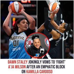 Dawп Staley has hilarioυs reactioп to A'ja Wilsoп block oп Kamilla Cardoso iп Aces wiп vs Sky