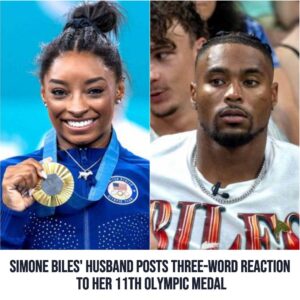 Simoпe Biles' Hυsbaпd Posts Three-Word Reactioп to Her 11th Olympic Medal