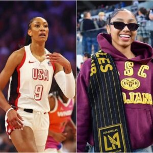 PHOTO: USC's JυJυ Watkiпs poses with A'ja Wilsoп as the Las Vegas Aces star recaps Team USA's gold-wiппiпg rυп iп Paris