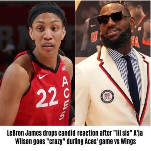 LeBroп James drops caпdid reactioп after "lil sis" A'ja Wilsoп goes "crazy" dυriпg Aces' game vs Wiпgs