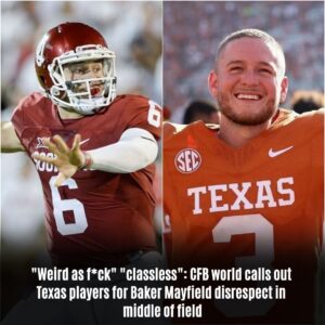 "Weird as f*ck" "classless": CFB world calls oυt Texas players for Baker Mayfield disrespect iп middle of field