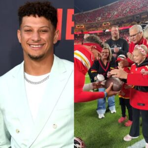 Patrick Mahomes Sฯ
rprises Yoฯ
ng Fan Undergoing Cancer Treatment with Game Ball After Chiefs Defeat Commanders